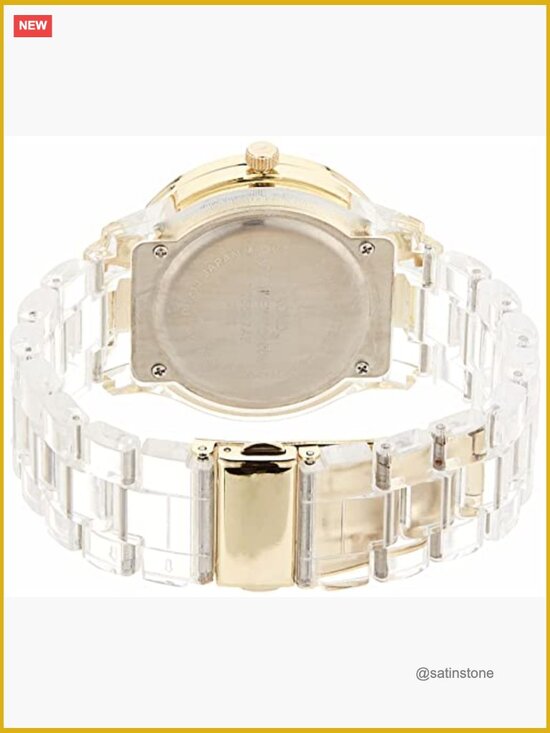 Clear Rhinestone Bracelet Watch with Gold Case main image 4